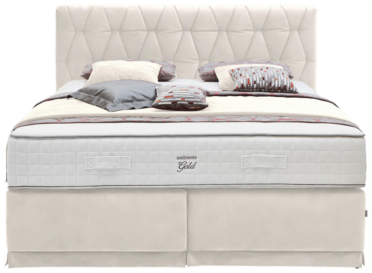 BOXSPRINGBETT 180/200 cm  in Creme  - Creme, Konventionell, Textil (180/200cm) - Ambiente