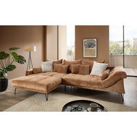 ECKSOFA GARDA Koralle Chenille Zierkissen, Rückenkissen, Nierenkissen, Rücken echt  - Koralle/Schwarz, KONVENTIONELL, Textil/Metall (192/310cm) - Livetastic