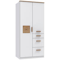 BABYKLEIDERSCHRANK - Eichefarben/Weiß, MODERN, Holzwerkstoff (91/199/58cm) - MID.YOU