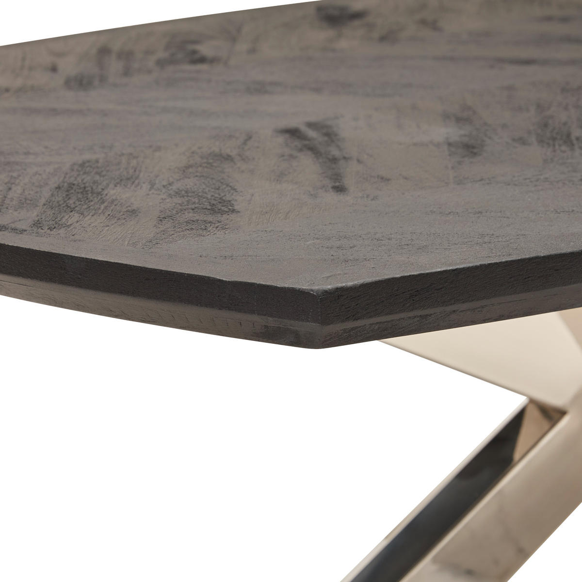 COUCHTISCH Mangoholz teilmassiv 130/45/70 cm rechteckig Schwarz, Edelstahlfarben  - Edelstahlfarben/Schwarz, Design, Holz/Metall (130/45/70cm) - Livetastic