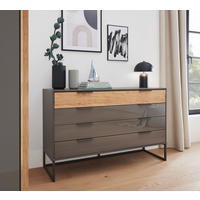 SIDEBOARD 141/89/43 cm Anthrazit, Eichefarben  - Schieferfarben/Eichefarben, Design, Glas/Holzwerkstoff (141/89/43cm) - Dieter Knoll
