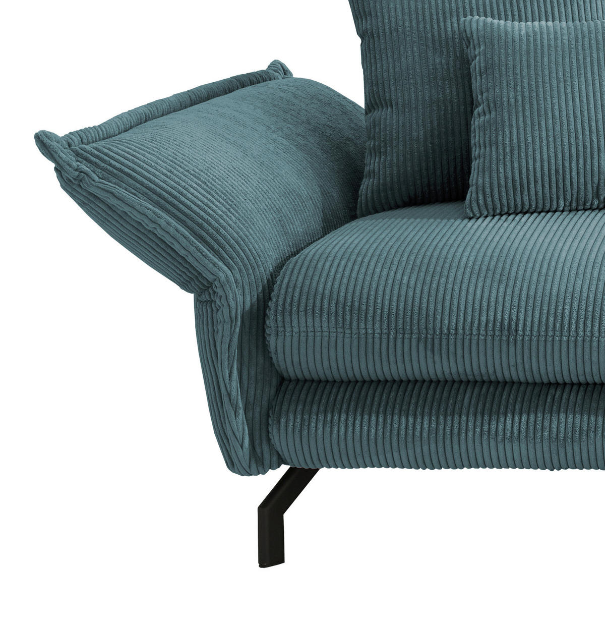 ECKSOFA Petrol Cord  - Petrol/Schwarz, MODERN, Textil/Metall (255/180cm) - Livetastic