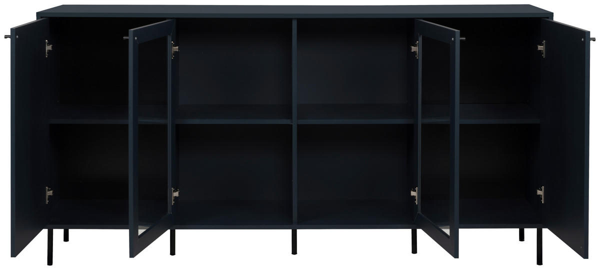 KOMODA   180/90/40 cm   plava  - crna/plava, Design, staklo/drvni materijal (180/90/40cm) - MID.YOU