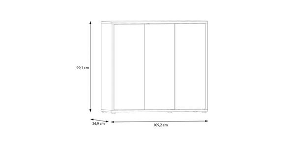 SCHUHSCHRANK 109,2/99,1/34,9 cm  - Eichefarben/Grau, MODERN, Holzwerkstoff/Kunststoff (109,2/99,1/34,9cm) - Carryhome