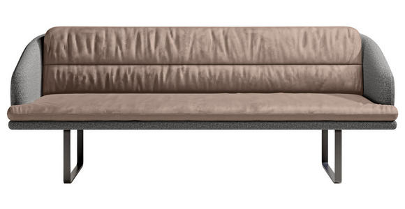 SITZBANK 255/89/68 cm Velours, Flachgewebe Anthrazit, Sandfarben Metall  - Sandfarben/Anthrazit, Design, Textil/Metall (255/89/68cm) - Dieter Knoll