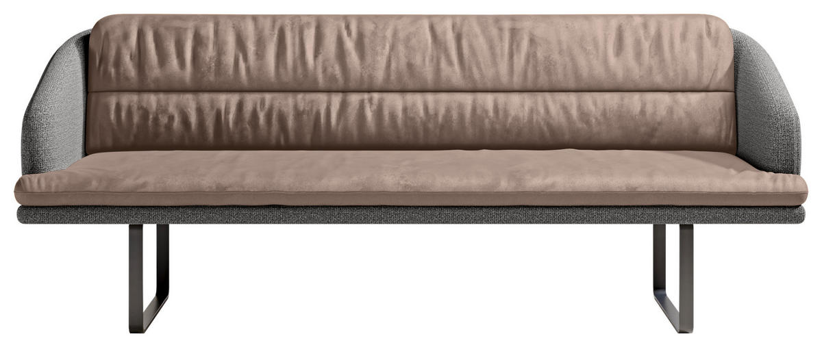 SITZBANK 255/89/68 cm Velours, Flachgewebe Anthrazit, Sandfarben Metall  - Sandfarben/Anthrazit, Design, Textil/Metall (255/89/68cm) - Dieter Knoll