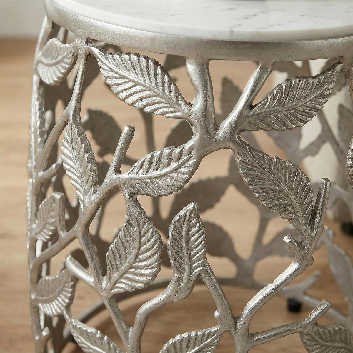 BEISTELLTISCH in Stein 40/40/46 cm  - Silberfarben/Weiß, Design, Stein/Metall (40/40/46cm) - MID.YOU