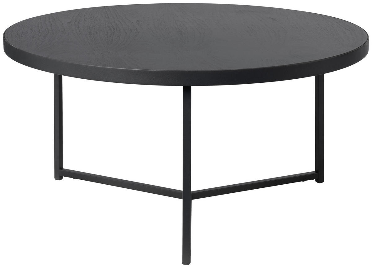 COUCHTISCH Walnuss furniert 80/80/40 cm rund Schwarz  - Schwarz, Design, Holz/Holzwerkstoff (80/80/40cm) - MID.YOU