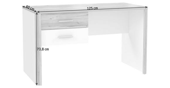 SCHREIBTISCH 125/60/73,8 cm  in Weiß, Eichefarben  - Eichefarben/Alufarben, MODERN, Holzwerkstoff/Metall (125/60/73,8cm) - Xora