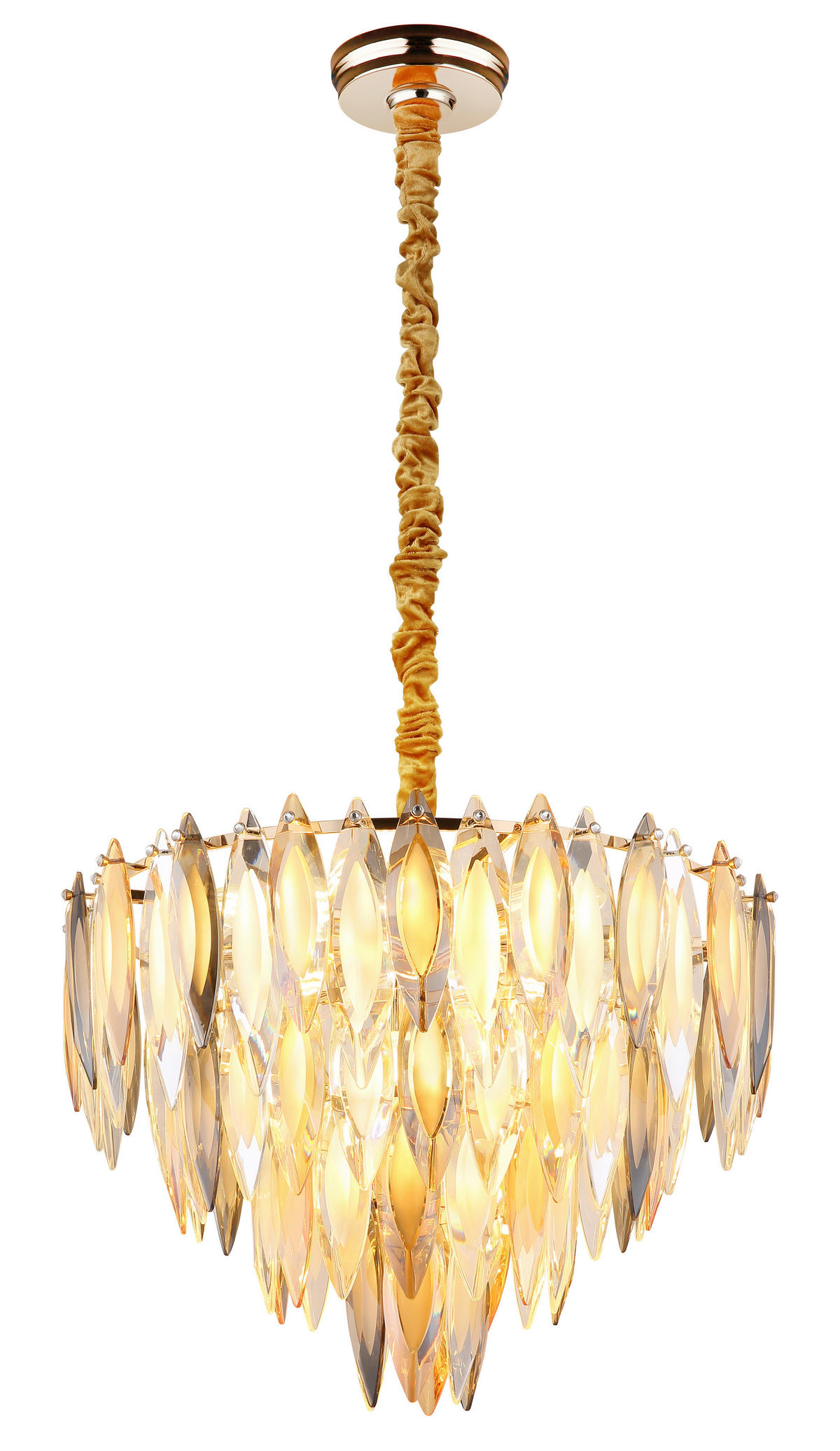 KRISTALL-HÄNGELEUCHTE 59/112 cm   - Klar/Champagner, KONVENTIONELL, Glas/Textil (59/112cm)