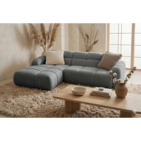 ECKSOFA links montierbar  VENTO Grau Struktur  - Schwarz/Grau, Design, Holz/Textil (175/255cm) - MID.YOU