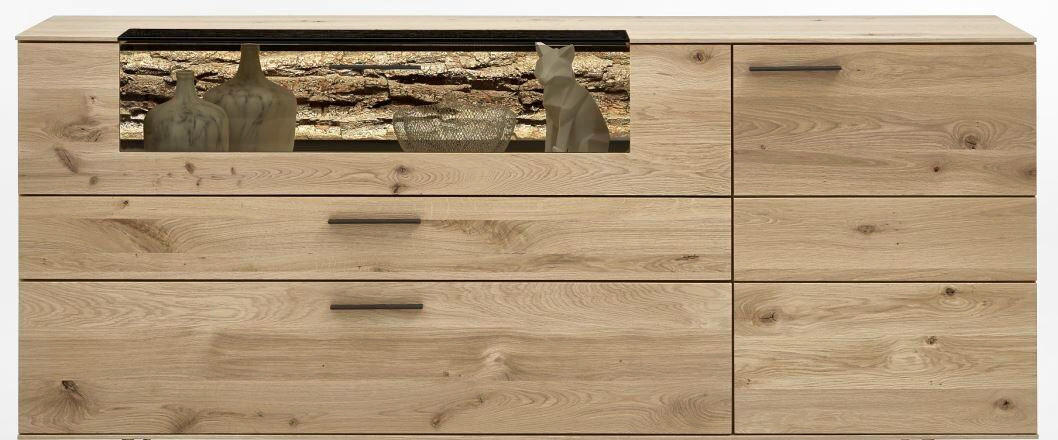 SIDEBOARD Lavia  in 192/77/44 cm  - Eichefarben/Anthrazit, Natur, Glas/Holz (192/77/44cm) - Valnatura