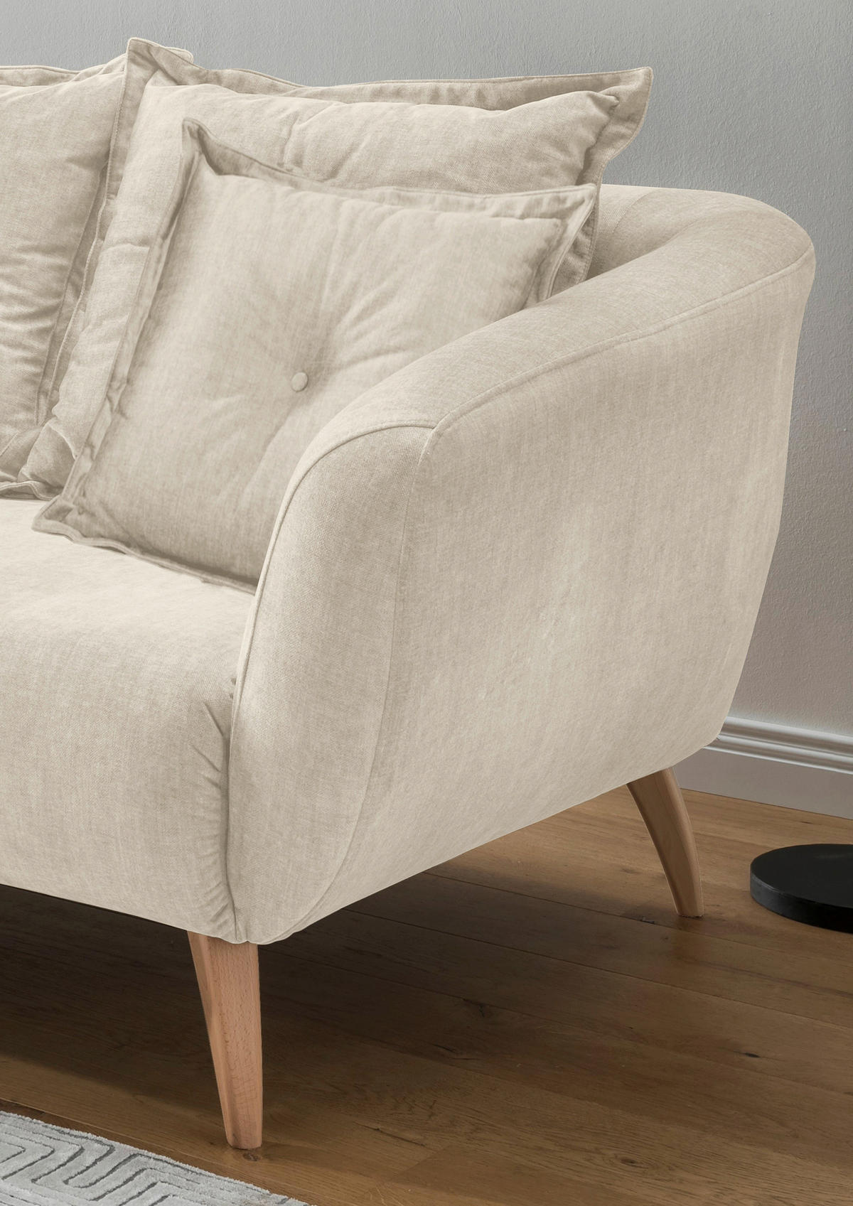 ECKSOFA in Velours Beige, Buchefarben  - Beige/Buchefarben, Modern, Holz/Textil (162/277cm) - Livetastic