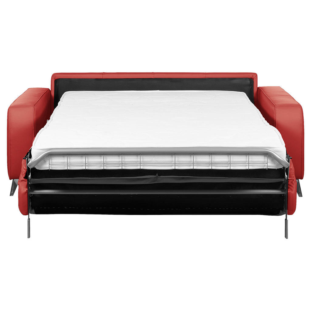 Thumbnail - Livetastic Schlafsofa, Rot, Leder, Echtleder, Rindleder, 3-Sitzer, 204x84x104 cm, Made in EU, Liegefunktion, Rücken echt...