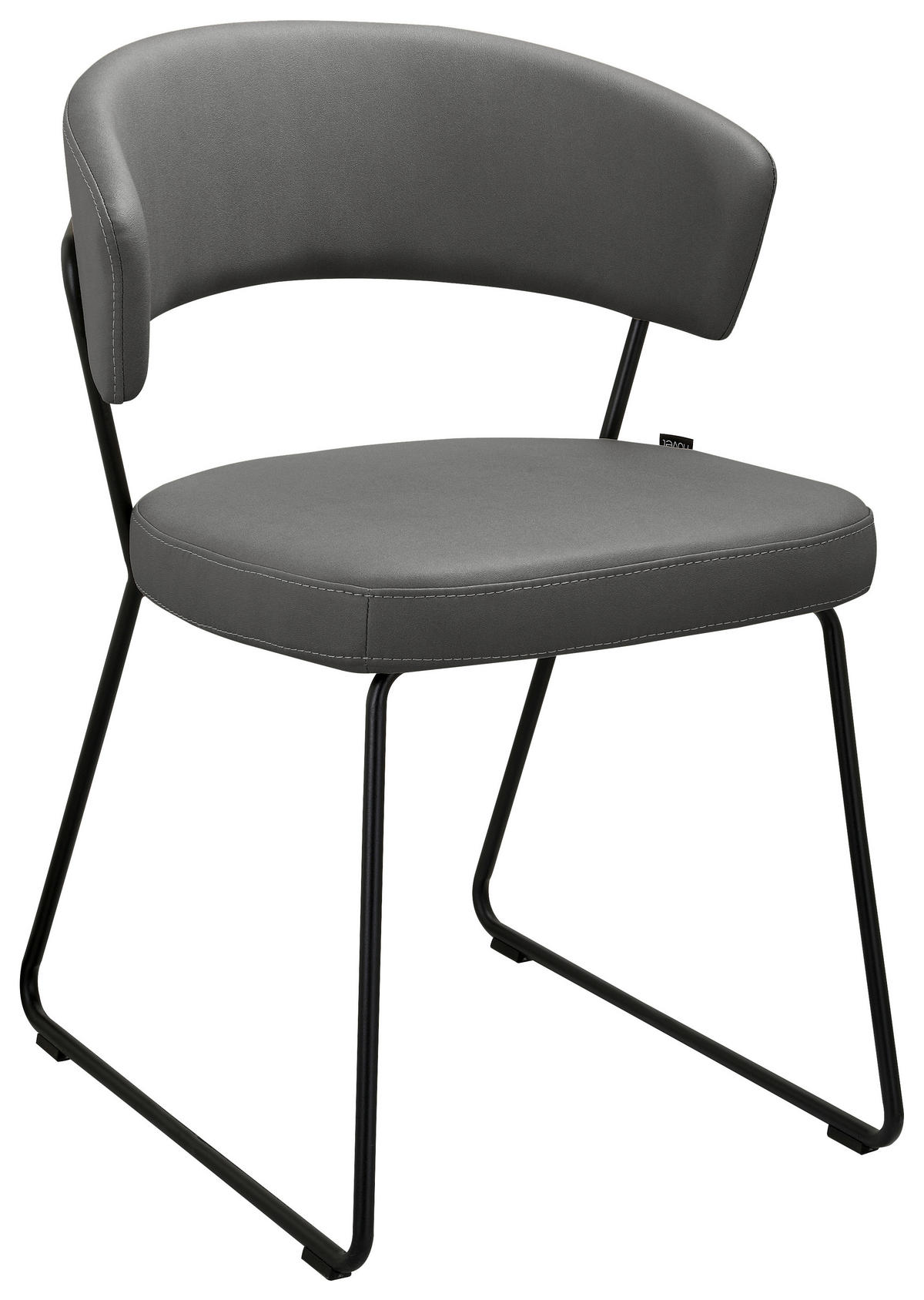 STUHL  in Eisen Mikrofaser Metall, Textil  - Schwarz/Grau, Design, Textil/Metall (56,5/77/58cm) - Novel