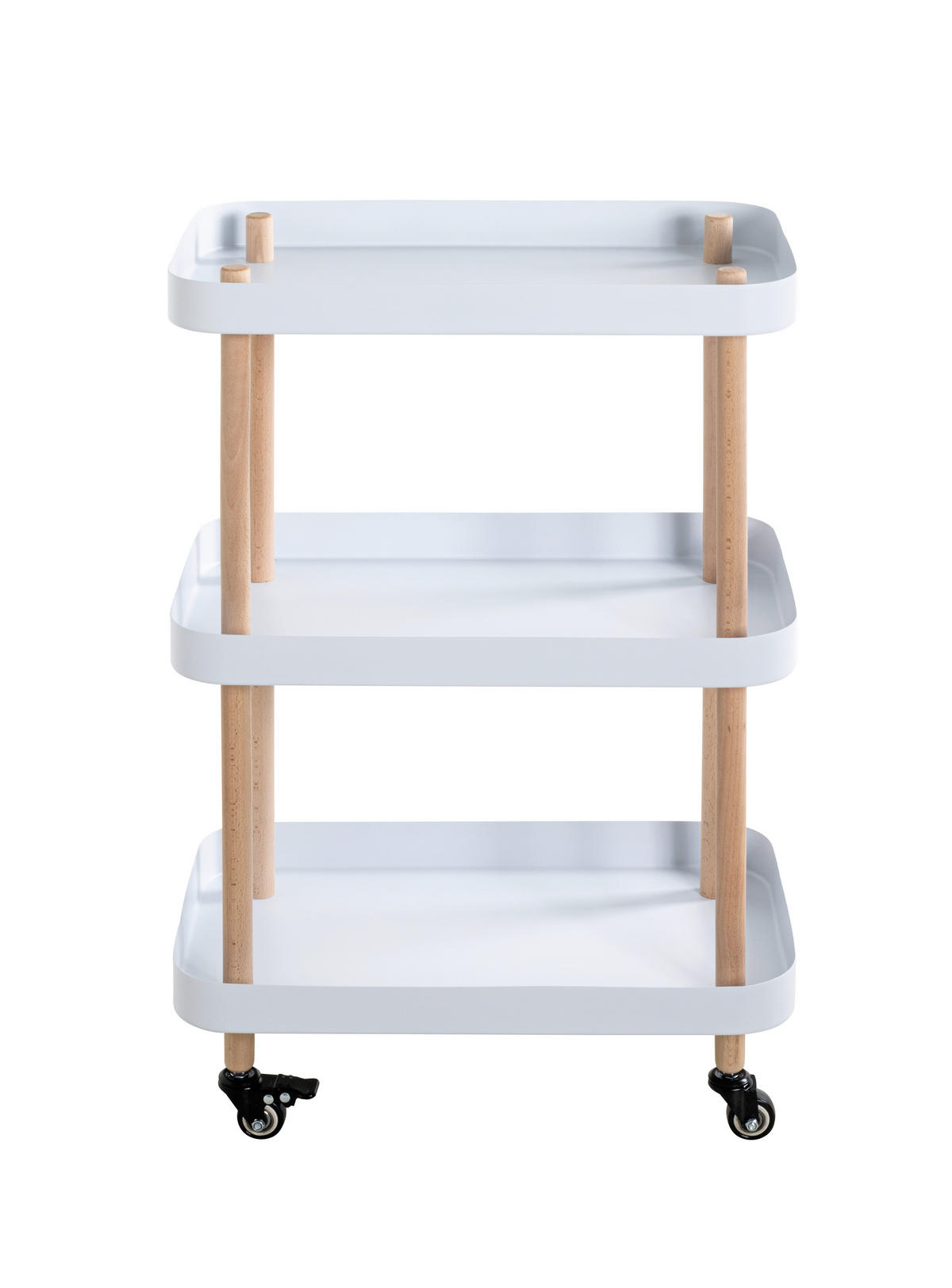 SERVIERWAGEN in Naturfarben, Weiß, Buchefarben  - Buchefarben/Naturfarben, MODERN, Holz/Metall (50/30/76cm)