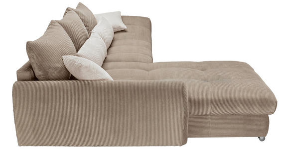 ECKSOFA Naturfarben, Taupe Cord Zierkissen, Rückenkissen, Rücken echt  - Taupe/Chromfarben, KONVENTIONELL, Textil/Metall (225/335cm) - Carryhome
