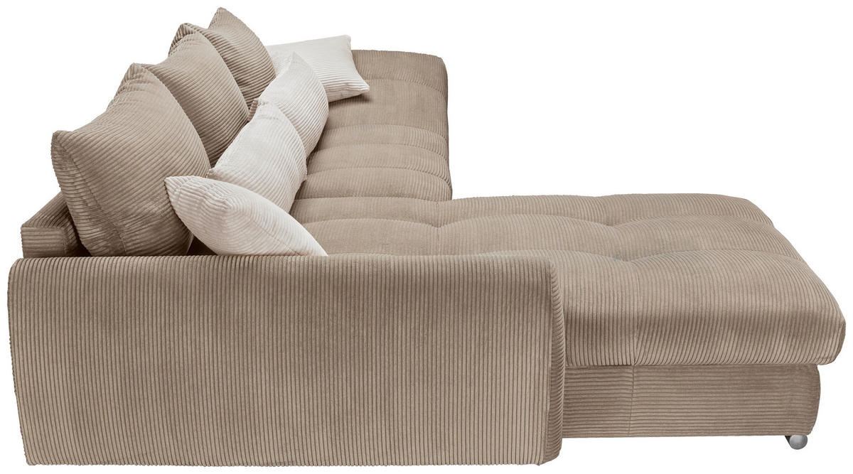 ECKSOFA Naturfarben, Taupe Cord  - Taupe/Chromfarben, KONVENTIONELL, Textil/Metall (225/335cm) - Carryhome