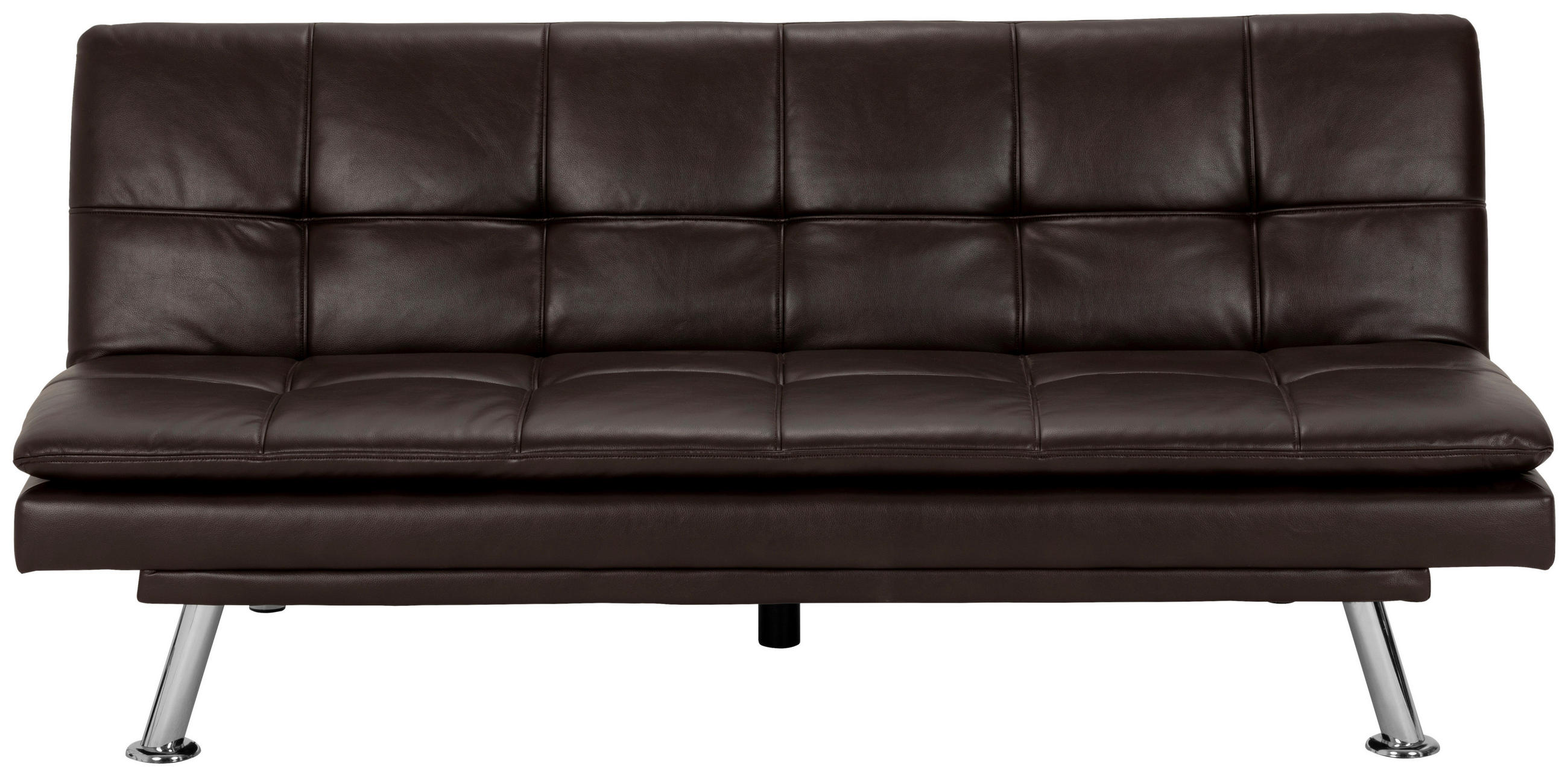 SCHLAFSOFA Lederlook Braun  - Silberfarben/Braun, Basics, Textil/Metall (182/84/92cm) - MID.YOU