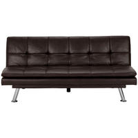 SCHLAFSOFA Lederlook Braun  - Silberfarben/Braun, Basics, Textil/Metall (182/84/92cm) - MID.YOU