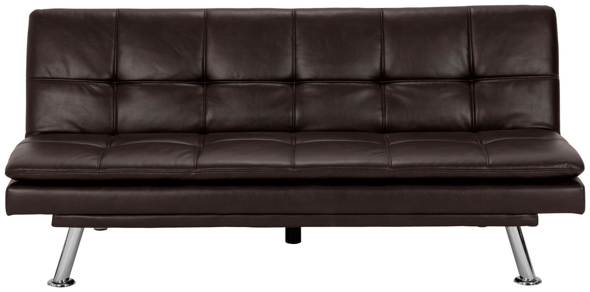 SCHLAFSOFA Lederlook Braun  - Silberfarben/Braun, Basics, Textil/Metall (182/84/92cm) - MID.YOU