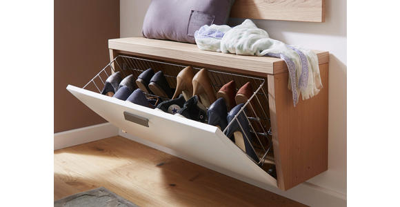 GARDEROBENBANK Wildeiche furniert, massiv Eichefarben, Weiß - Eichefarben/Alufarben, Design, Holz/Metall (92/42,5/31cm) - Dieter Knoll
