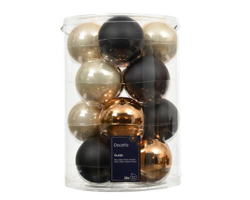 JULGRANSKULOR SET - pärlemor/brun, Klassisk, glas (8,00cm)
