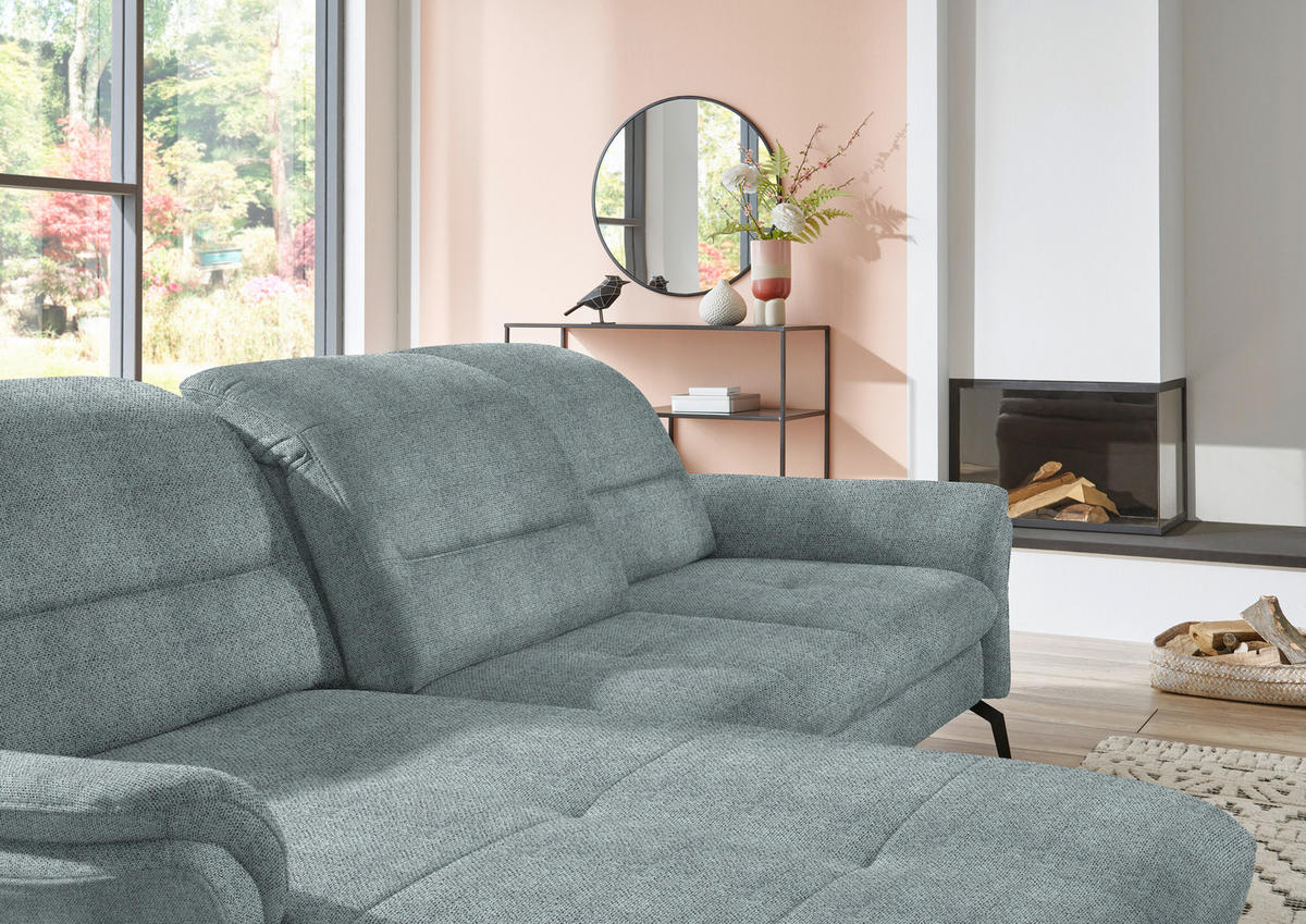 ECKSOFA in Flachgewebe Blaugrau  - Blaugrau/Schwarz, Konventionell, Textil/Metall (181/260cm) - Beldomo Speed