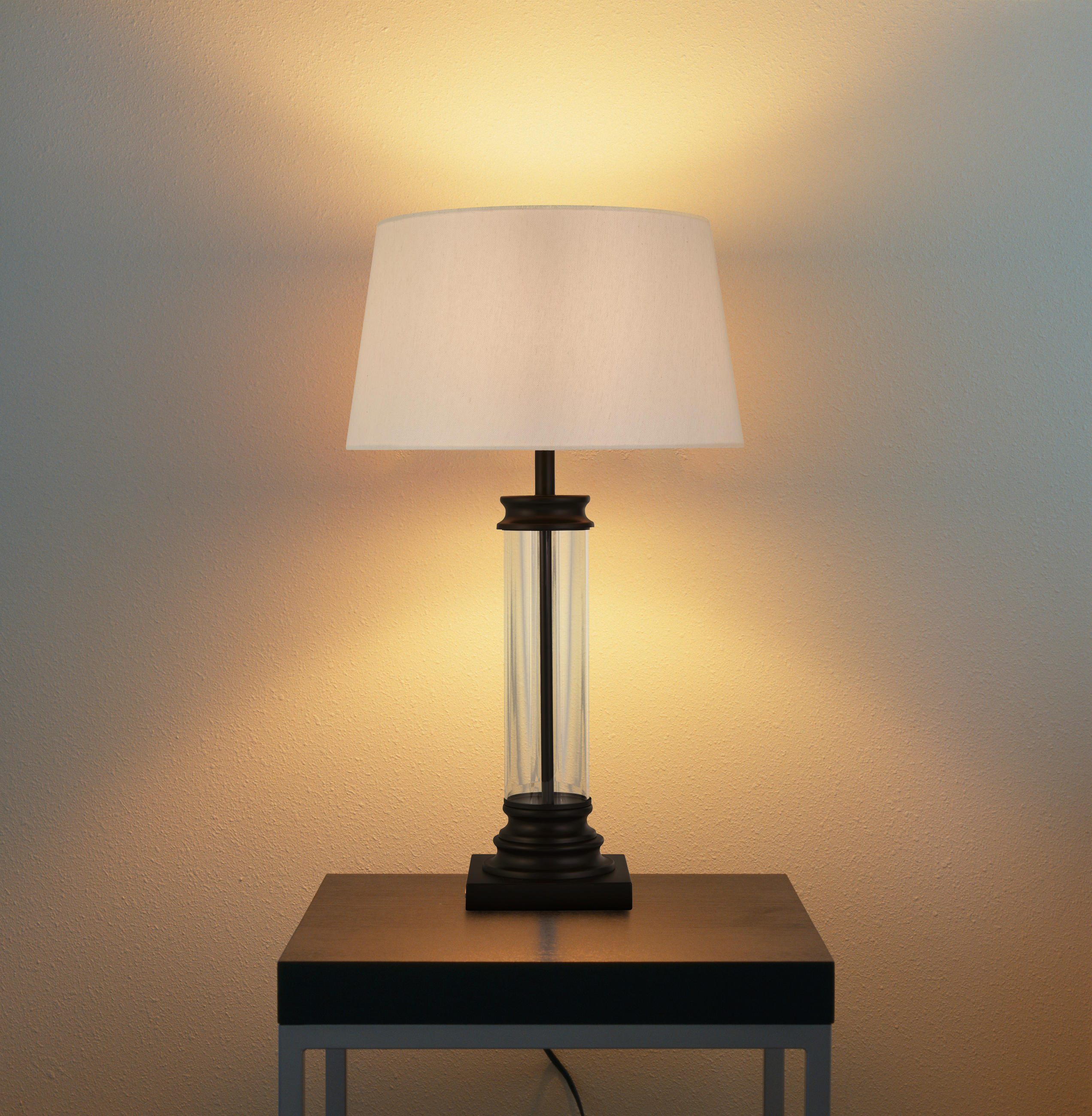 BORDSLAMPA Pedestal 37/62 cm   - vit/svart, Klassisk, metall/glas (37/62cm)