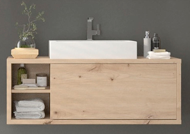 ELEMENT S UMIVAONIKOM  boje hrasta  - bijela/boje hrasta, Moderno, drvni materijal/keramika (123/55/51cm) - Xora