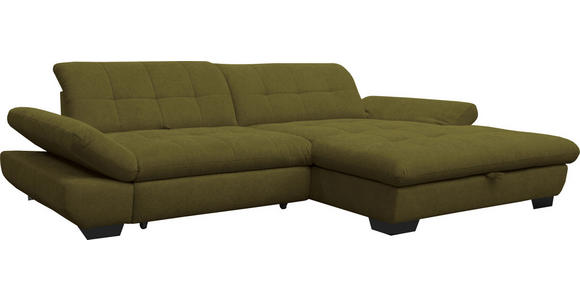 ECKSOFA in Mikrofaser Grün 290/198 cm - Schwarz/Grün, Design, Textil/Metall (290/198cm) - Xora