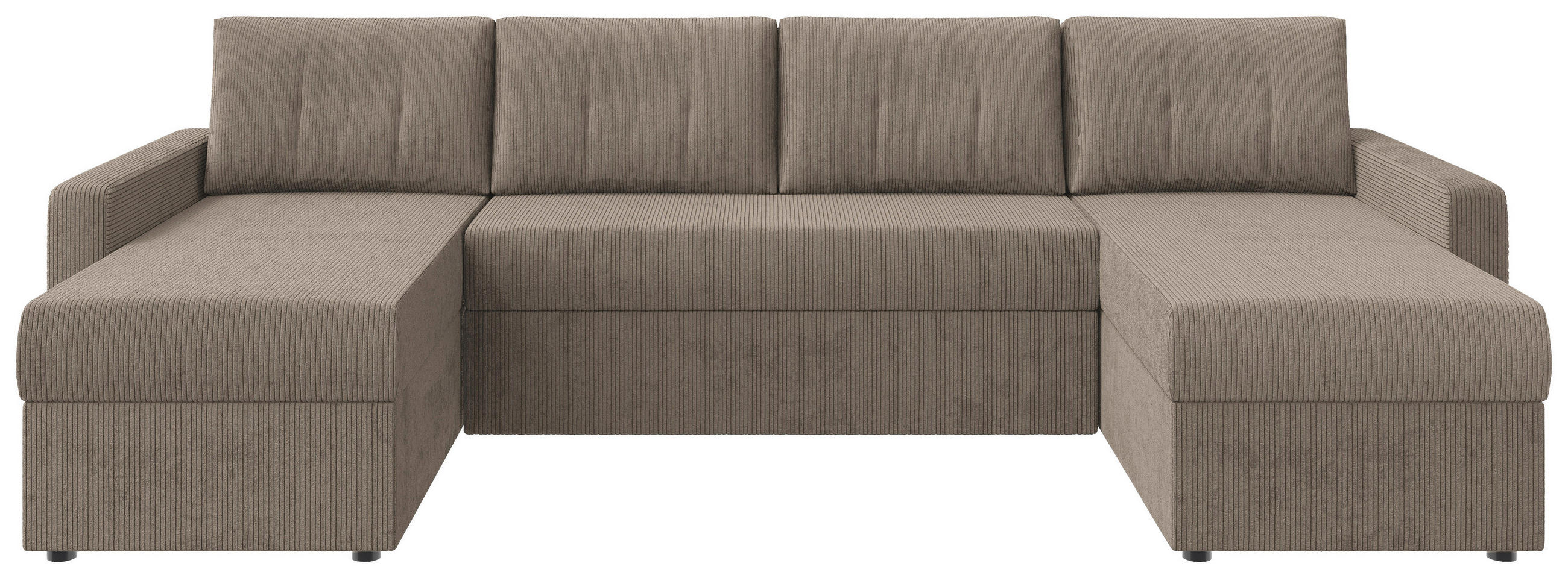 WOHNLANDSCHAFT Taupe Cord  - Taupe/Schwarz, KONVENTIONELL, Kunststoff/Textil (152/290/152cm) - Ti'me
