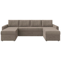 WOHNLANDSCHAFT Taupe Cord  - Taupe/Schwarz, KONVENTIONELL, Kunststoff/Textil (152/290/152cm) - Ti'me