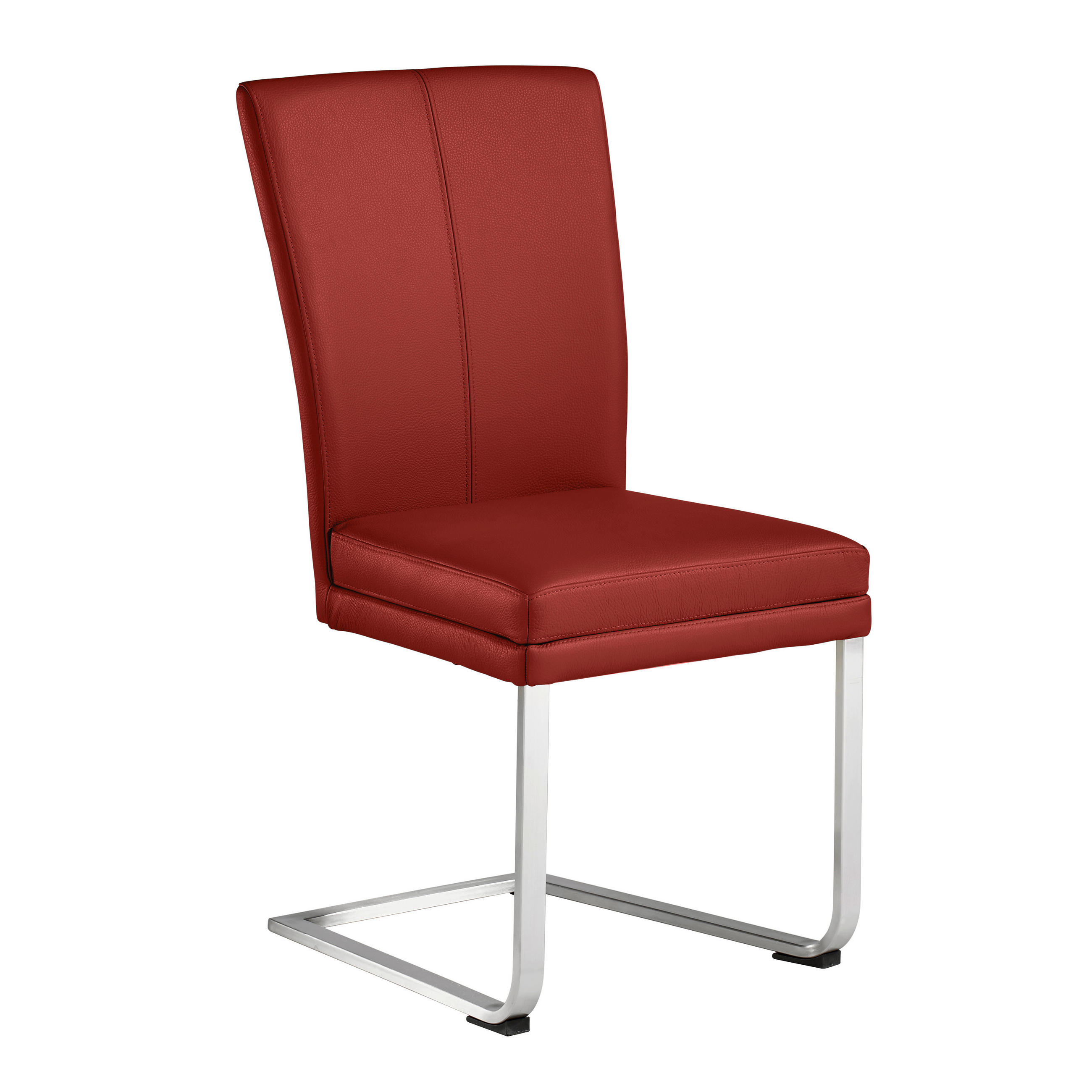SCHWINGSTUHL  in Edelstahl Echtleder pigmentiert  - Edelstahlfarben/Rot, Design, Leder/Metall (44/98/58cm) - Valdera