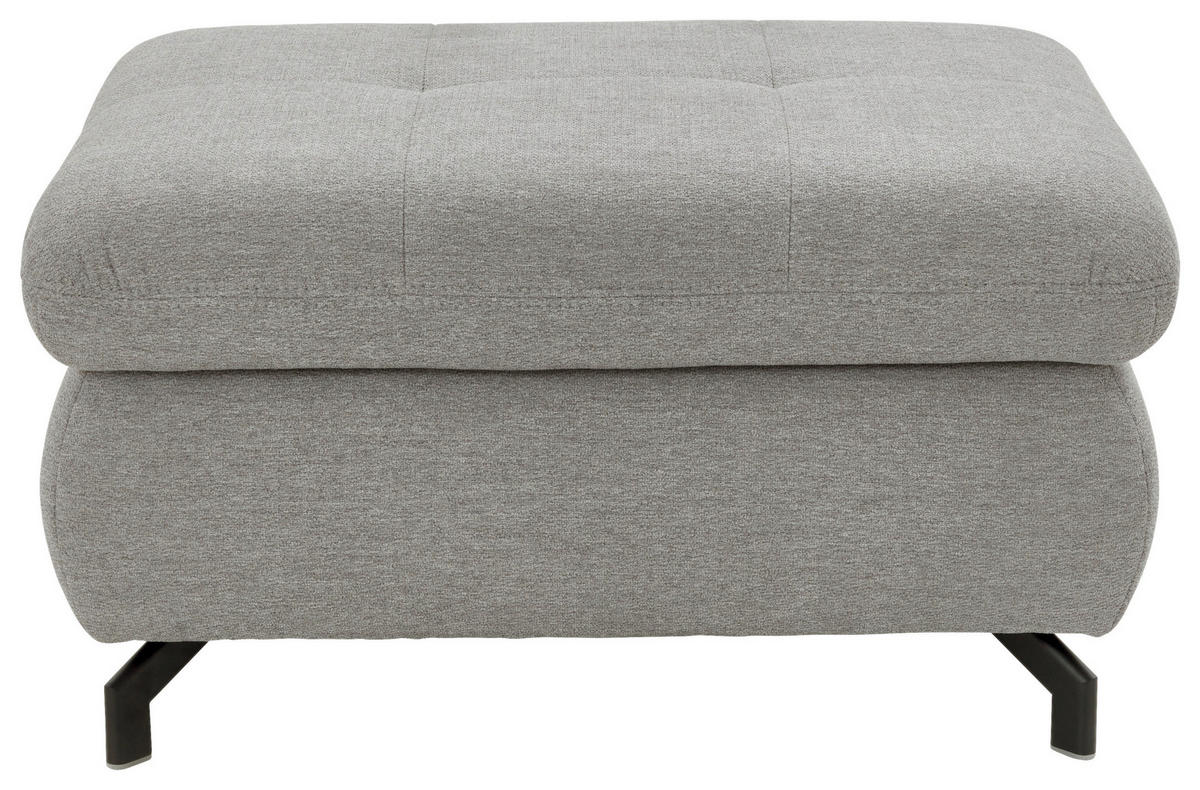 HOCKER Chenille Hellgrau  - Hellgrau/Schwarz, Design, Textil/Metall (90/48/65cm) - Beldomo Style
