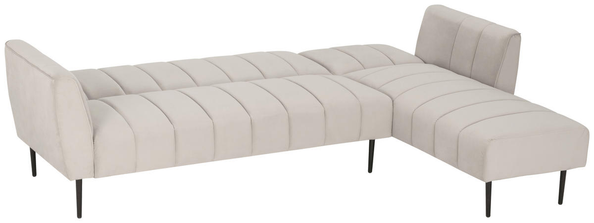 ECKSOFA Creme Samt  - Creme/Schwarz, MODERN, Textil/Metall (253/87/169cm) - P & B