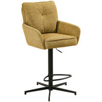 BARHOCKER Leinenoptik Gelb, Schwarz Eisen Sitzfläche 360° drehbar, Stoffauswahl  - Taupe/Gelb, Design, Textil/Metall (58/103-123/61cm) - Novel