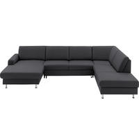 WOHNLANDSCHAFT  in Echtleder Anthrazit  - Anthrazit/Alufarben, Design, Leder/Metall (165/339/233cm) - Beldomo Premium