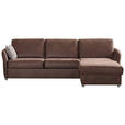 ECKSOFA in Flachgewebe Braun  - Chromfarben/Anthrazit, KONVENTIONELL, Textil/Metall (269/176cm) - Novel