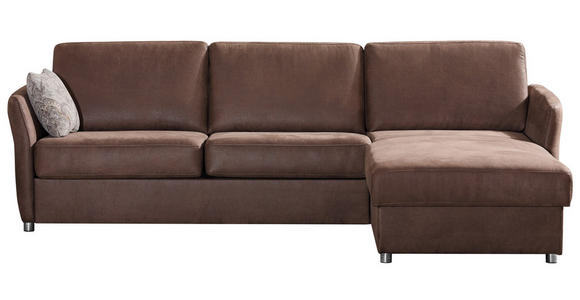 ECKSOFA in Flachgewebe Braun  - Chromfarben/Anthrazit, KONVENTIONELL, Textil/Metall (269/176cm) - Novel