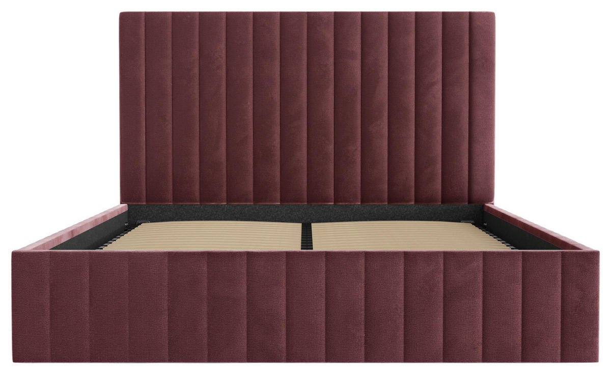 POLSTERBETT Lattenrost, Bettkasten 140/200 cm  in Bordeaux  - Bordeaux/Schwarz, Design, Holz/Textil (140/200cm) - Boxxx