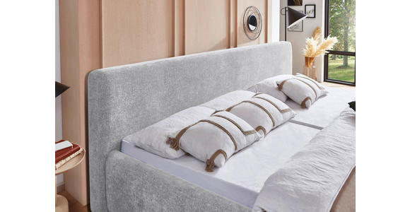 POLSTERBETT Bettkasten, Lattenroste Hellgrau 180/200 cm  - Birkefarben/Buchefarben, Design, Holz/Textil (180/200cm) - Xora