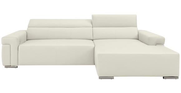 ECKSOFA DUA in Echtleder Weiß  293/170 cm  - Chromfarben/Weiß, Design, Leder/Metall (293/170cm) - Novel