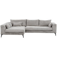 ECKSOFA in Cord Hellgrau  - Hellgrau/Schwarz, Design, Textil/Metall (172/313cm) - Livetastic
