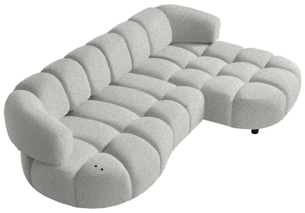 ECKSOFA Silberfarben Webstoff  - Silberfarben/Schwarz, Design, Holz/Textil (284/183cm) - Welnova