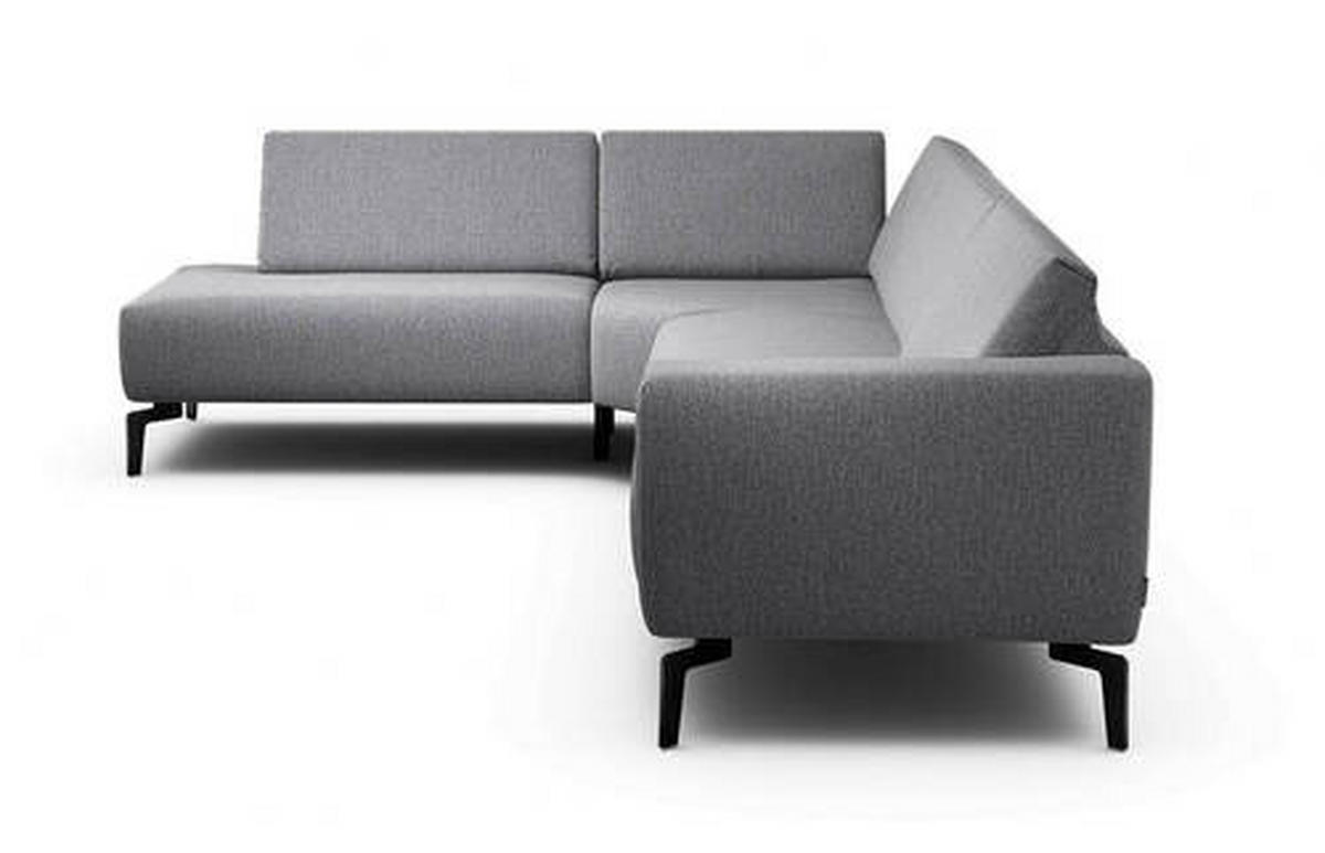 ECKSOFA in Chenille Anthrazit  213/296 cm  - Anthrazit/Schwarz, Design, Textil/Metall (213/296cm) - SENSOO