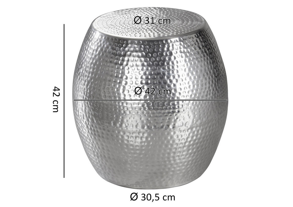 ODKLÁDACÍ STOLEK, barvy stříbra - barvy stříbra, Lifestyle, kov (42/42/42cm) - MID.YOU