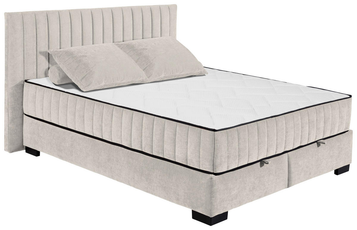 BOXBETT 160/200 cm  in Beige  - Beige/Schwarz, Modern, Holzwerkstoff/Kunststoff (160/200cm) - MID.YOU