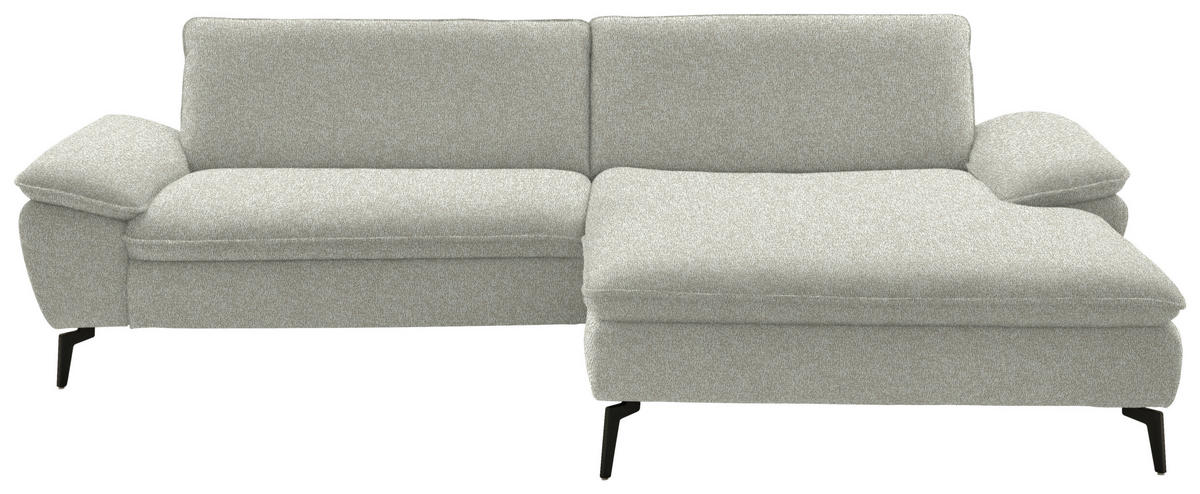 ECKSOFA in Webstoff Naturfarben  - Schwarz/Naturfarben, Design, Textil/Metall (295/197cm) - Valdera