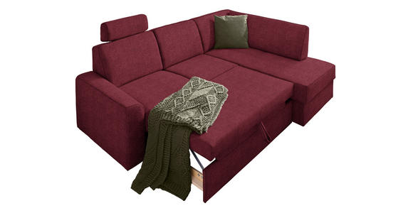 ECKSOFA in Webstoff Rot 224/165 cm - Rot/Schwarz, KONVENTIONELL, Kunststoff/Textil (224/165cm) - Xora